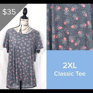 Vintage LuLaRoe Classic T 2XL Grey Pink Geomtric